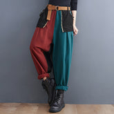 Large Size Loose Personality Stitching Denim Harem Pants